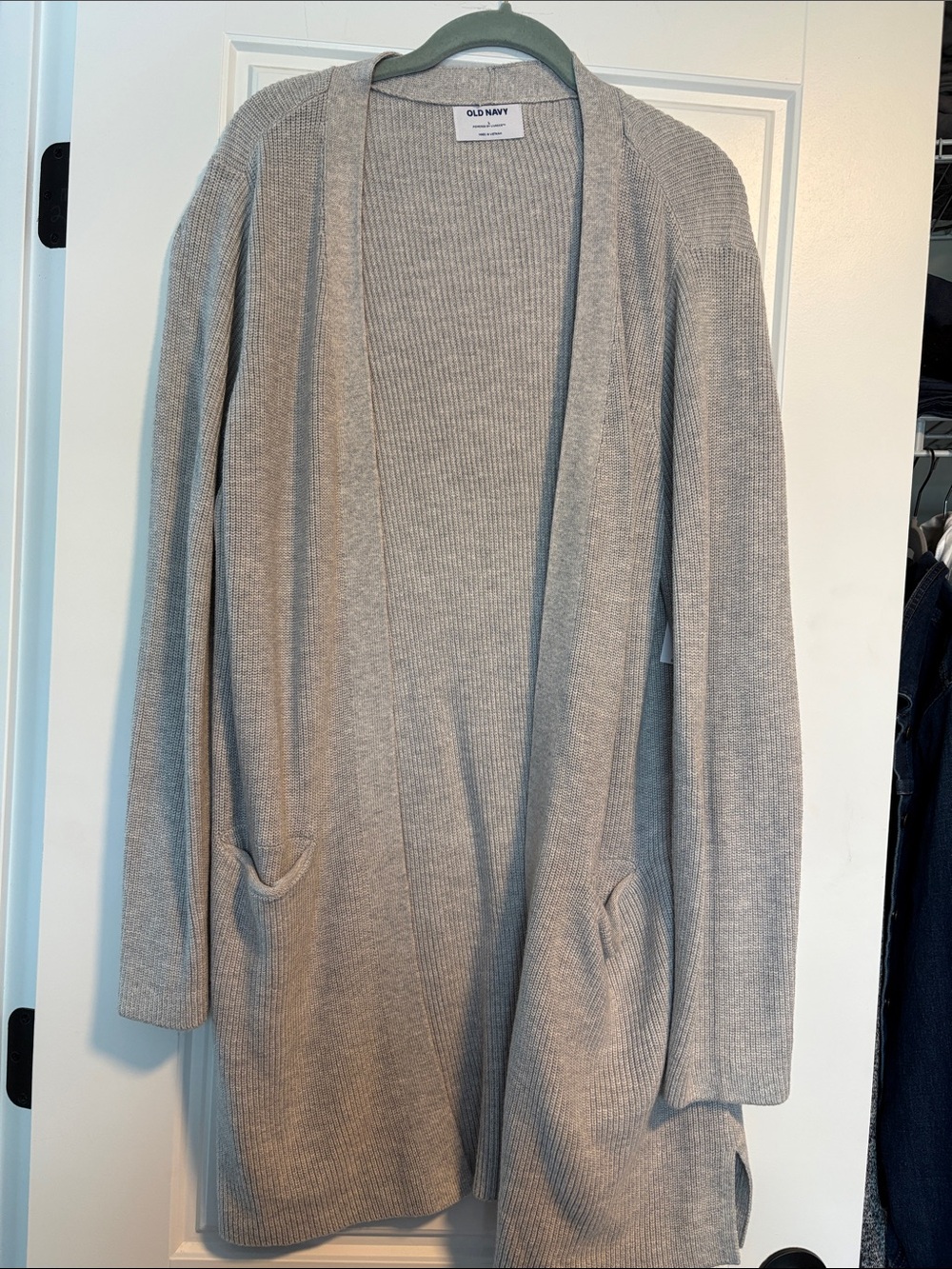 Old Navy Light Gray Open-Front Ribbed Cardigan
